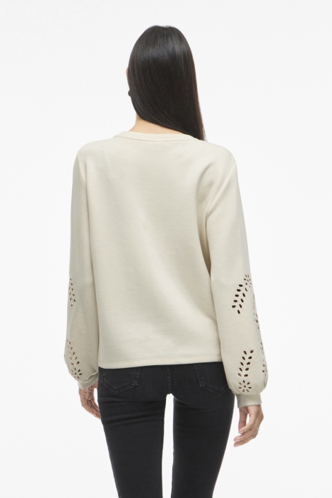 Vila beige dames sweater | Model achteraanzicht