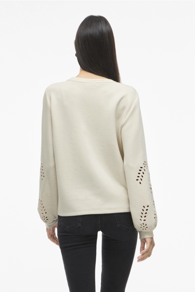 Vila beige dames sweater | Model achteraanzicht