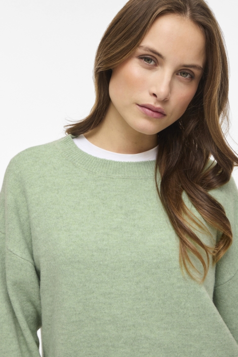 Vila groene dames trui | Close up