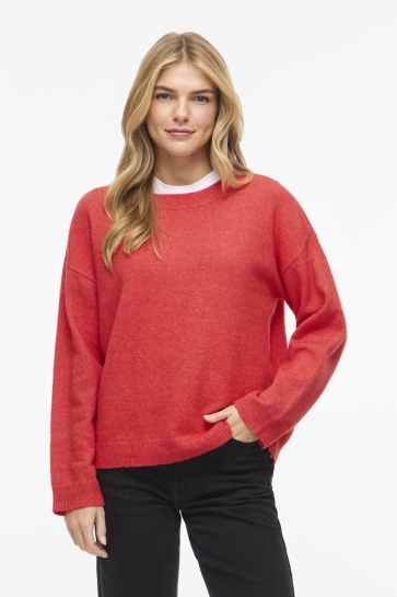 Vila Trui VILIGA L/S O-NECK KNIT TOP - NOOS 14113016 Hibiscus/MELANGE