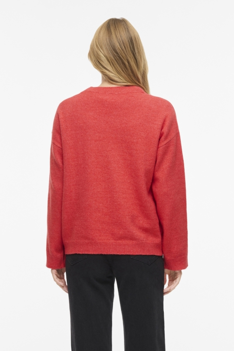 Vila rode dames trui | Model achteraanzicht