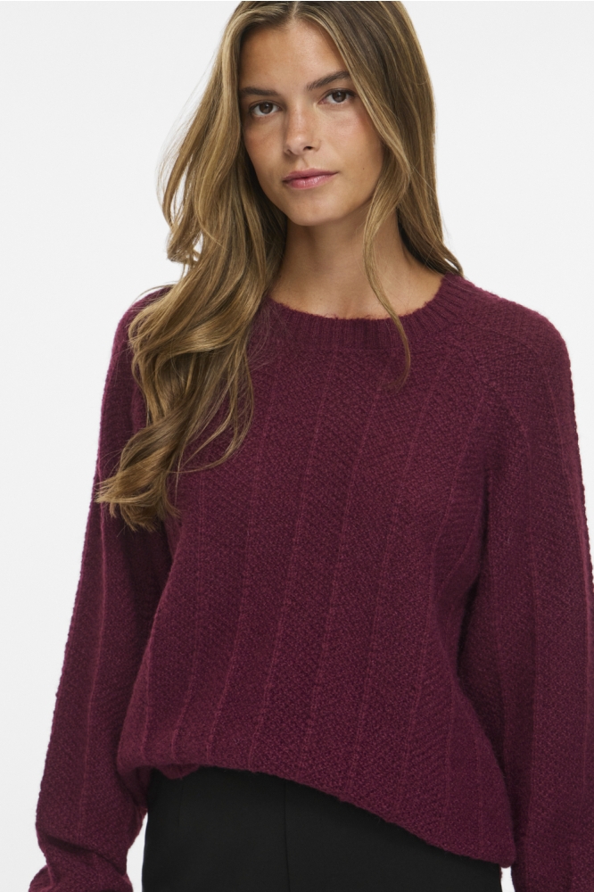 Vila bordeaux dames trui | Model vooraanzicht