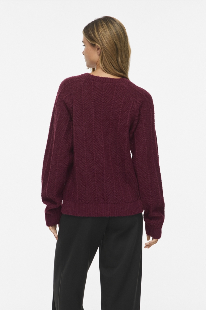 Vila bordeaux dames trui | Model achteraanzicht
