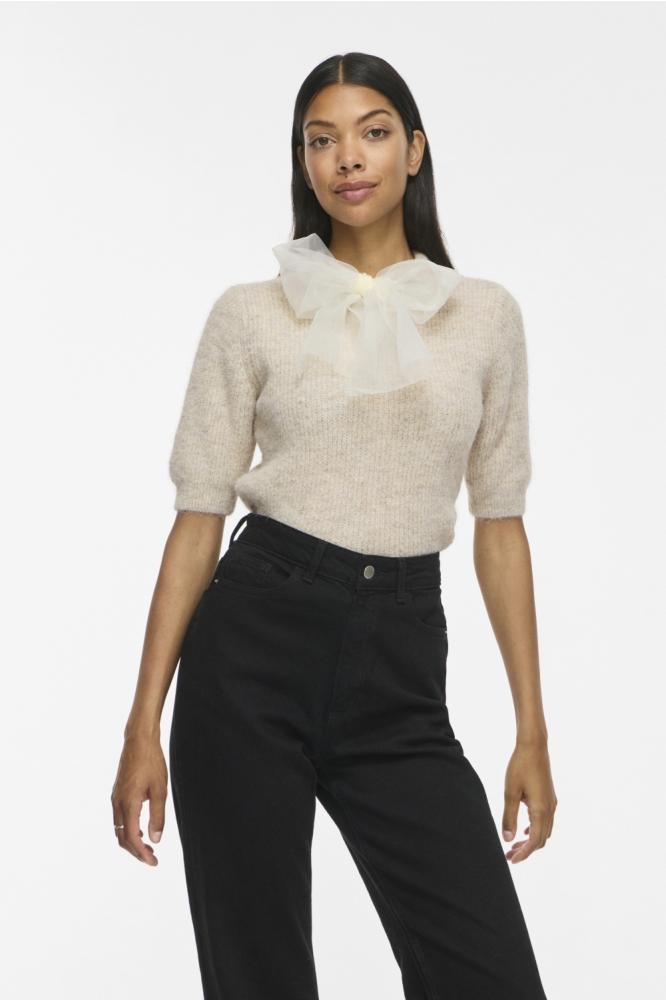 Vila beige dames trui | Model vooraanzicht