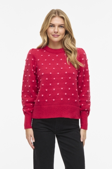 Vila vidottie l/s o-neck knit top/tb Rood