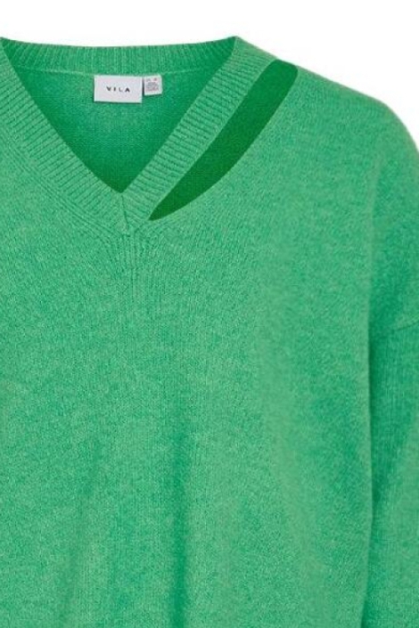 Vila groene dames trui | Close up