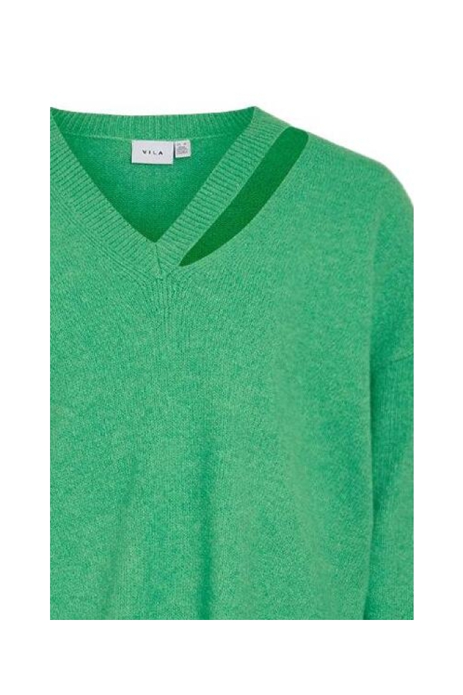 Vila groene dames trui | Close up