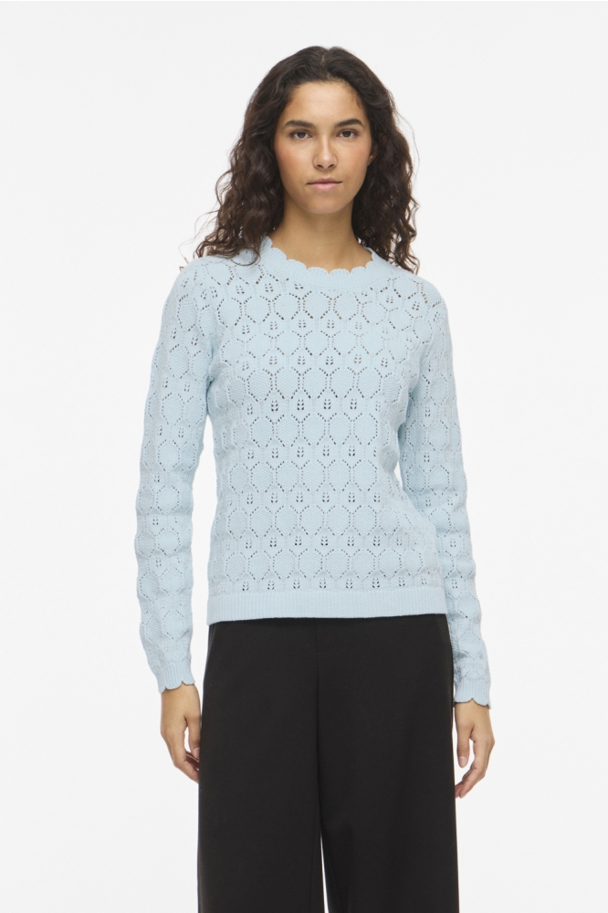 Vila blauwe dames trui | Model vooraanzicht