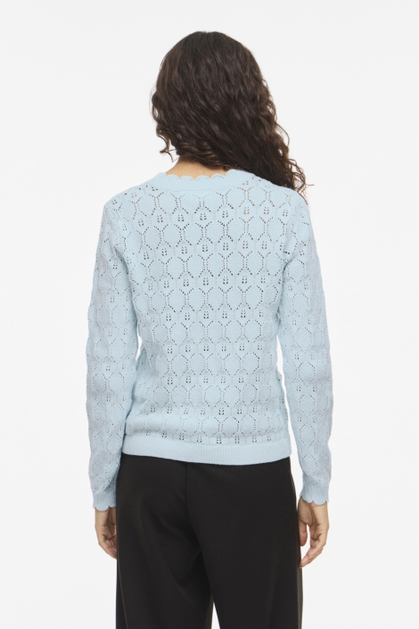 Vila blauwe dames trui | Model achteraanzicht