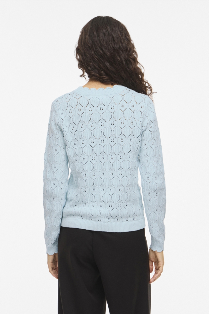 Vila blauwe dames trui | Model achteraanzicht