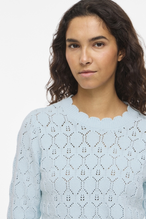 Vila blauwe dames trui | Close up