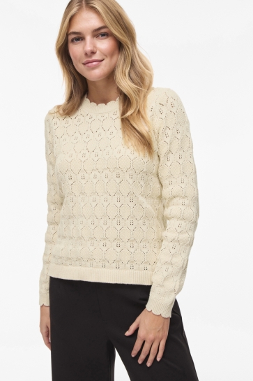 Vila vilowen l/s pointelle knit top/pb Beige