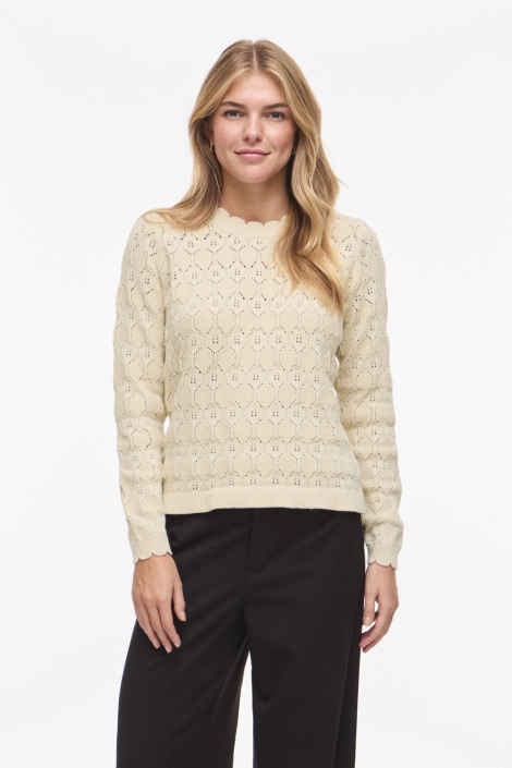 Vila beige dames trui | Model vooraanzicht