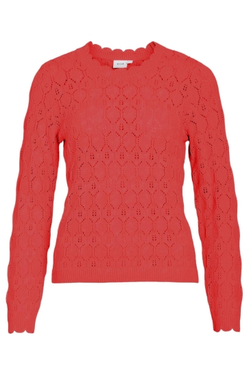 Vila Trui VILOWEN L/S POINTELLE KNIT TOP/PB 14112045 HIBISCUS
