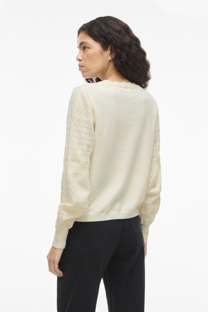 Vila beige dames trui | Model achteraanzicht