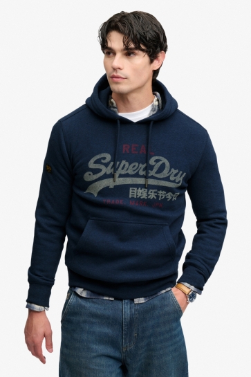 Superdry Trui VL HERITAGE RELAXED HOOD M2014568A Deep Sea Blue Marl