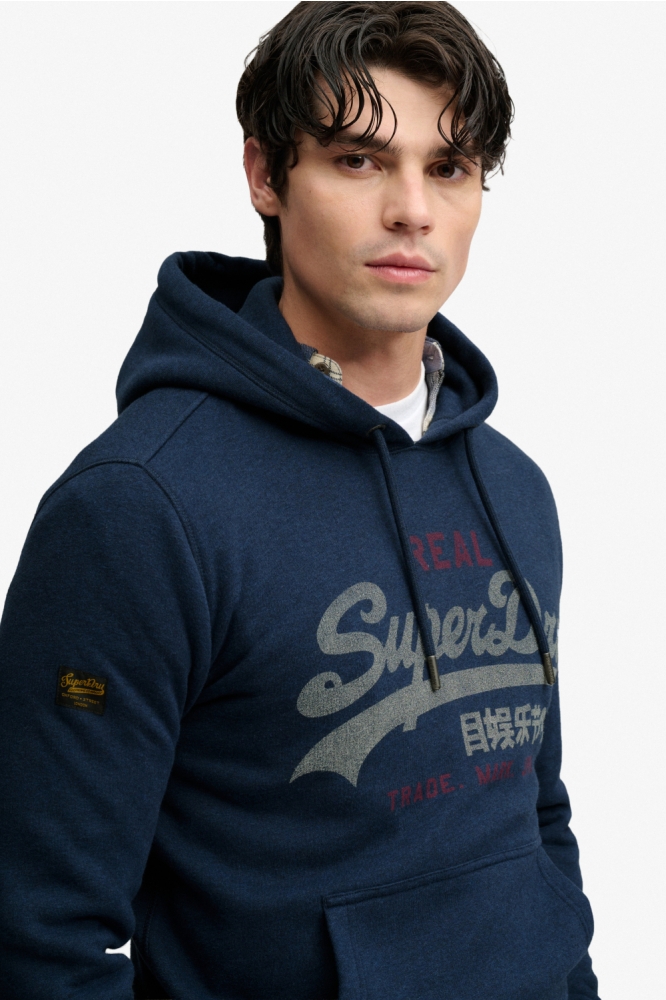 Superdry blauwe heren sweater | Close up