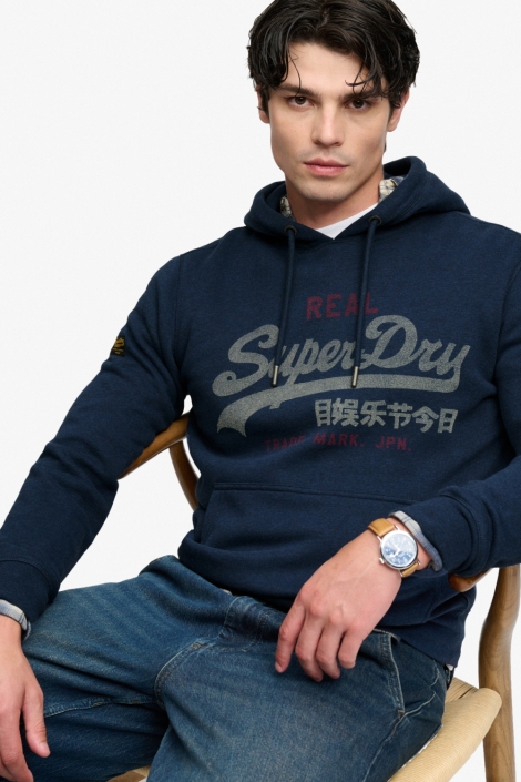 Superdry blauwe heren sweater | Model vooraanzicht