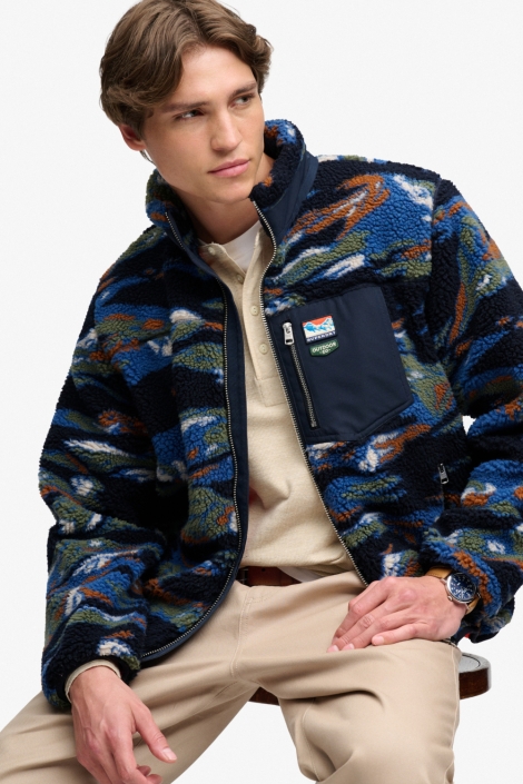 Superdry blauwe heren jas | Model vooraanzicht