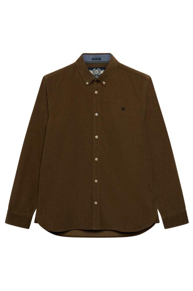 Superdry taupe heren overhemd | Vooraanzicht