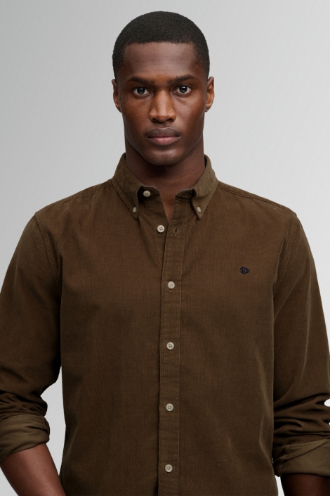 Superdry taupe heren overhemd | Close up