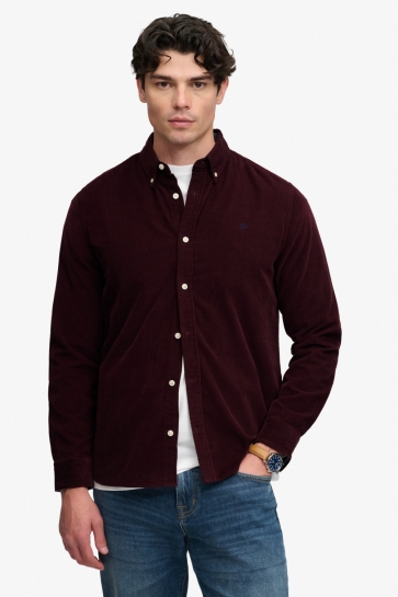 Superdry classic needle cord shirt Bordeaux