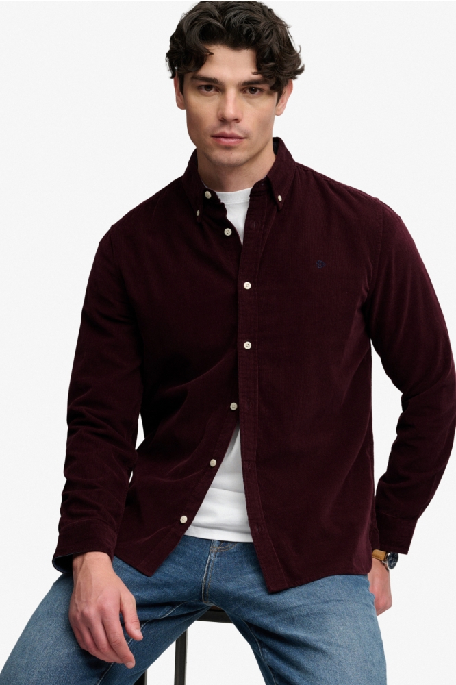 Superdry bordeaux heren overhemd | Model vooraanzicht