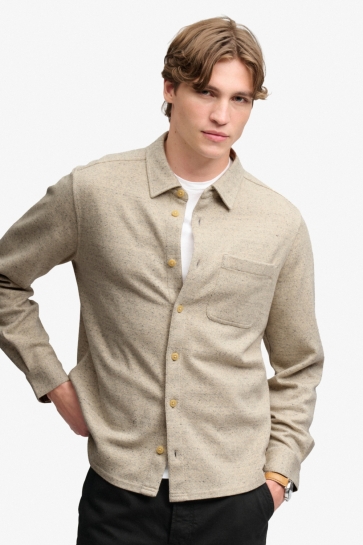 Superdry Overhemd TWILL TWEED JERSEY SHIRT M4011187A 7oz Ecru Tweed