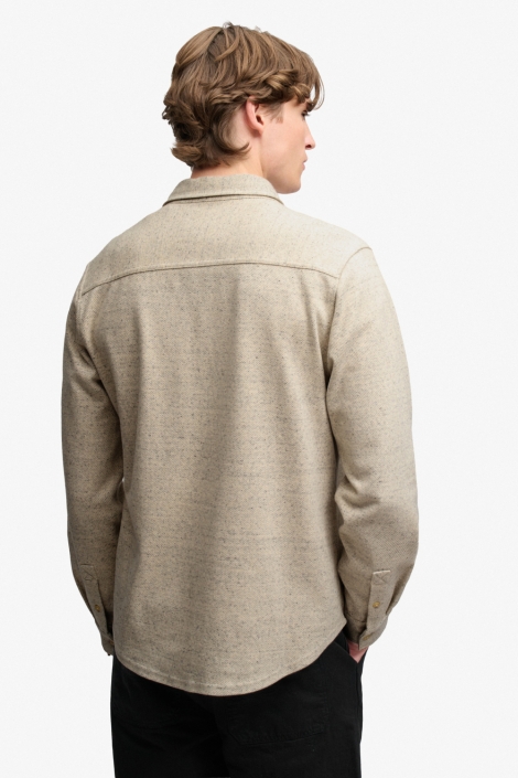 Superdry ecru heren overhemd | Model achteraanzicht