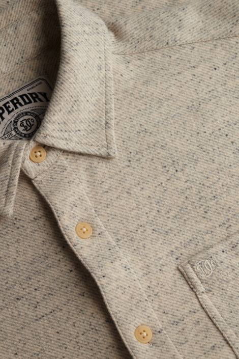 Superdry ecru heren overhemd | Close up