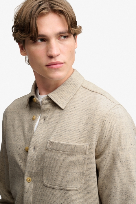 Superdry ecru heren overhemd | Close up