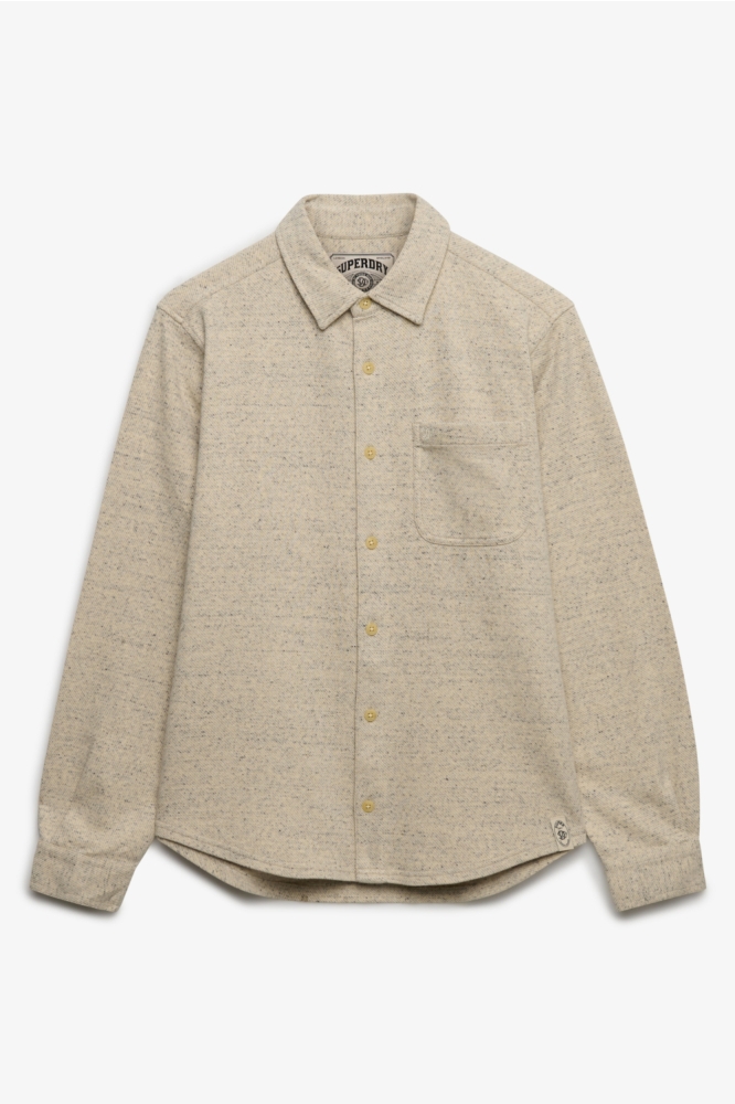 Superdry ecru heren overhemd | Vooraanzicht