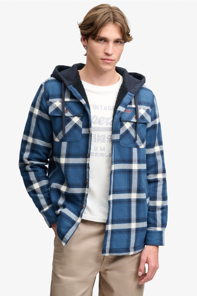 Superdry blauwe heren overhemd | Model vooraanzicht
