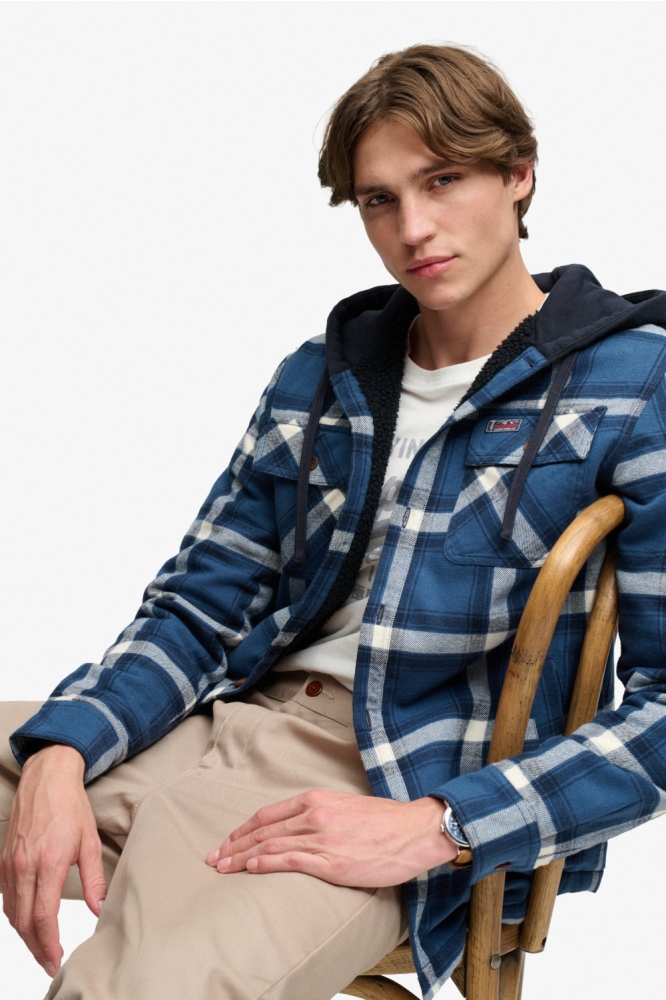 Superdry blauwe heren overhemd | Model vooraanzicht