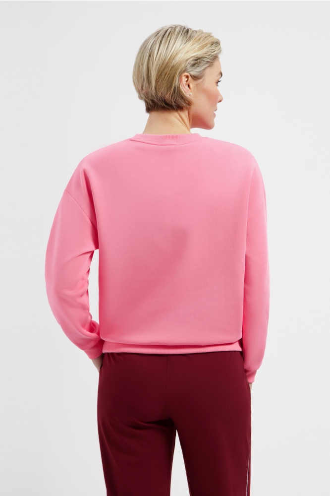 Lady Day roze dames sweater | Model achteraanzicht