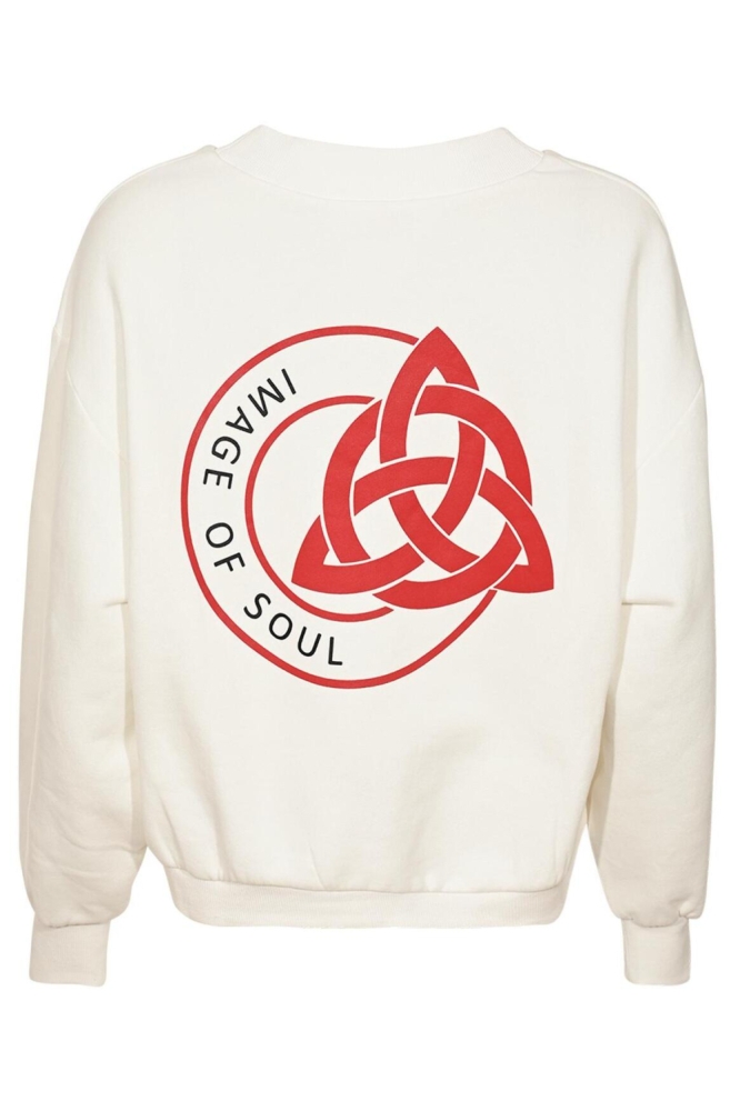 Maicazz ecru dames sweater | Achteraanzicht