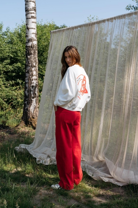 Maicazz ecru dames sweater | Model achteraanzicht