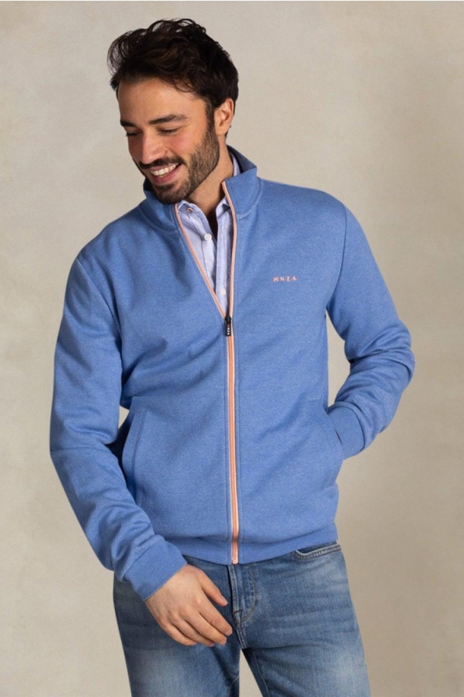 NZA blauwe heren vest | Model vooraanzicht