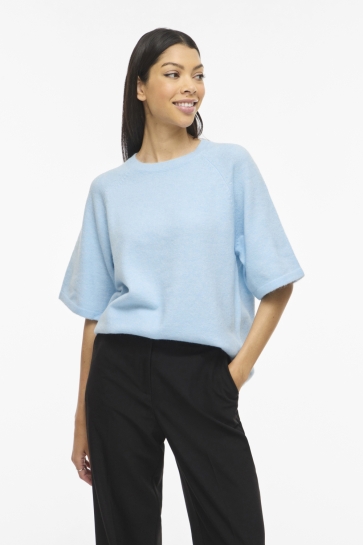 Vila viliga 2/4 o-neck knit top - noos Blauw