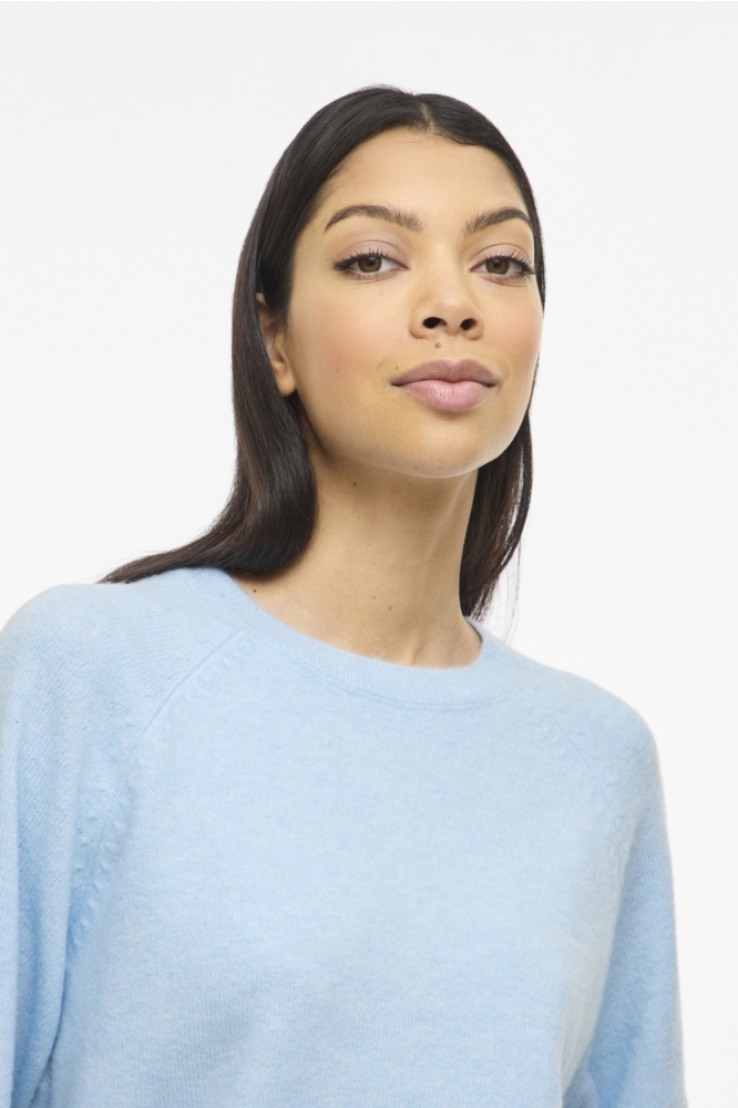Vila blauwe dames trui | Close up