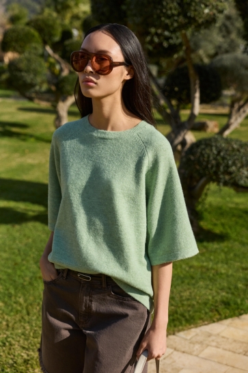 Vila viliga 2/4 o-neck knit top - noos Groen