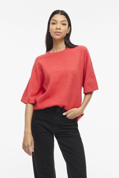 Vila rode dames trui | Model vooraanzicht
