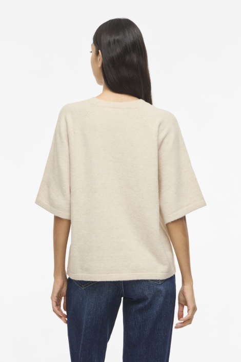 Vila beige dames trui | Model achteraanzicht