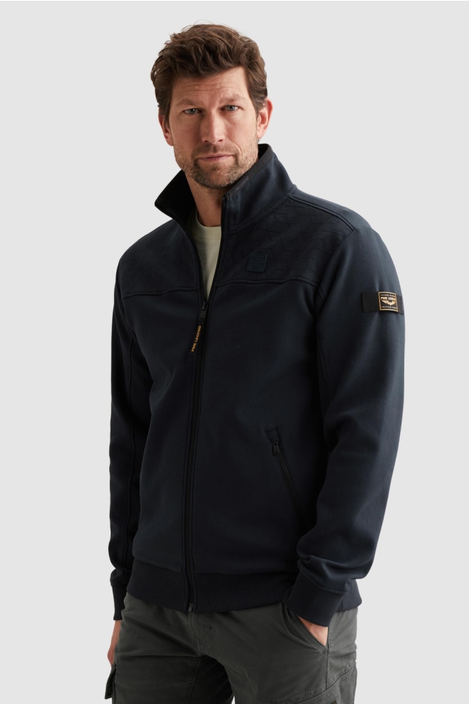 PME legend blauwe heren vest | Model zijaanzicht