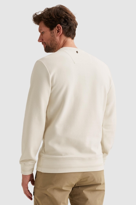 PME legend beige heren sweater | Model achteraanzicht