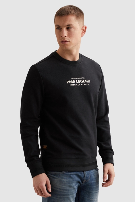 PME legend blauwe heren sweater | Model zijaanzicht