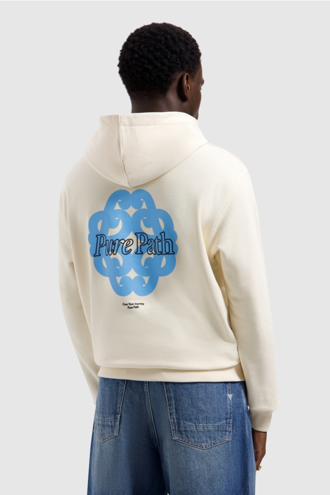 Pure Path witte heren sweater | Model achteraanzicht