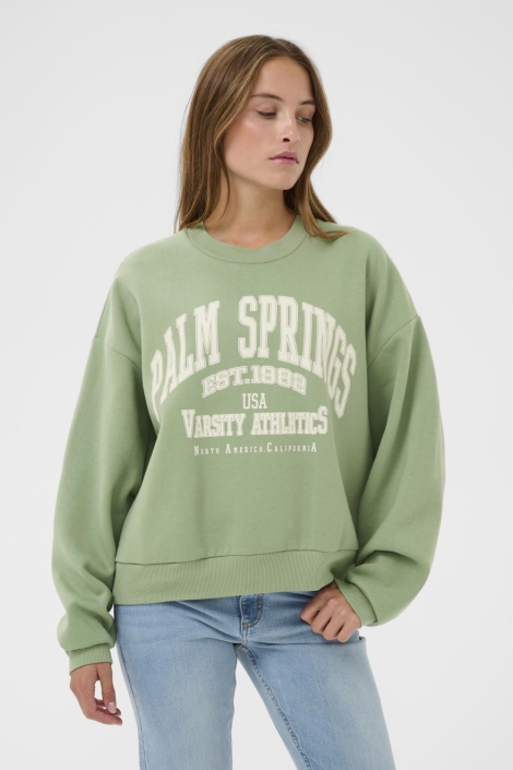 Kaffe groene dames sweater | Model vooraanzicht
