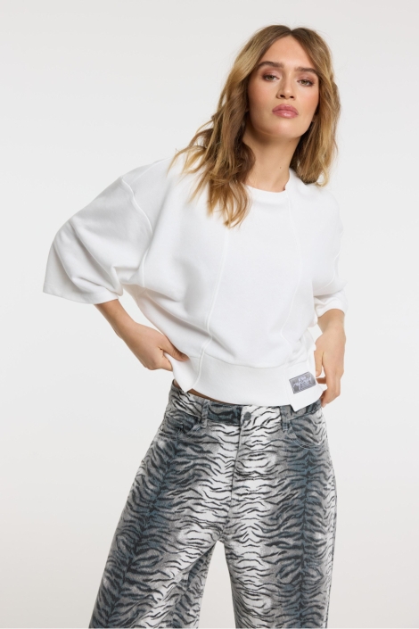 Refined Department witte dames sweater | Model vooraanzicht