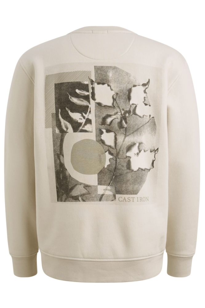 Cast Iron ecru heren sweater | Achteraanzicht